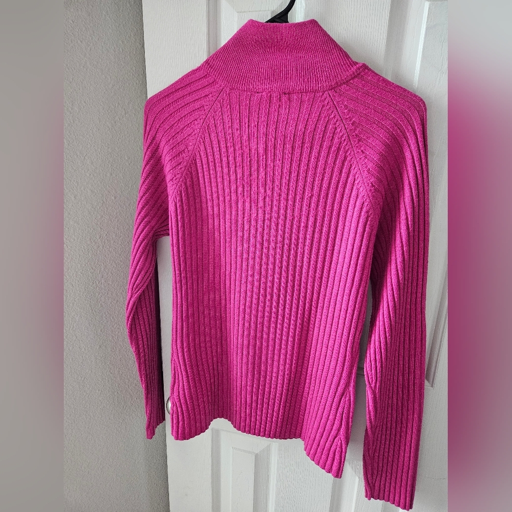 Bebe Pink Cowl Neck Sweater with Ribbed Texture